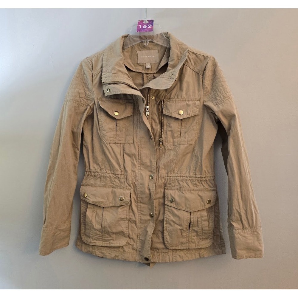 Banana Republic Women Utility Jacket Tan Khaki Military Safari Full Zip Size S